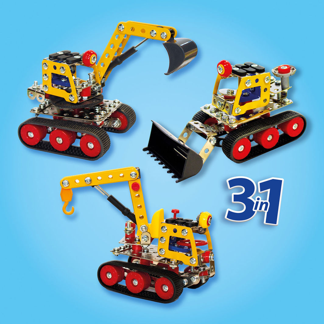 SES Creative Construction Set, Work Vehicles 3-in-1 – Metal
