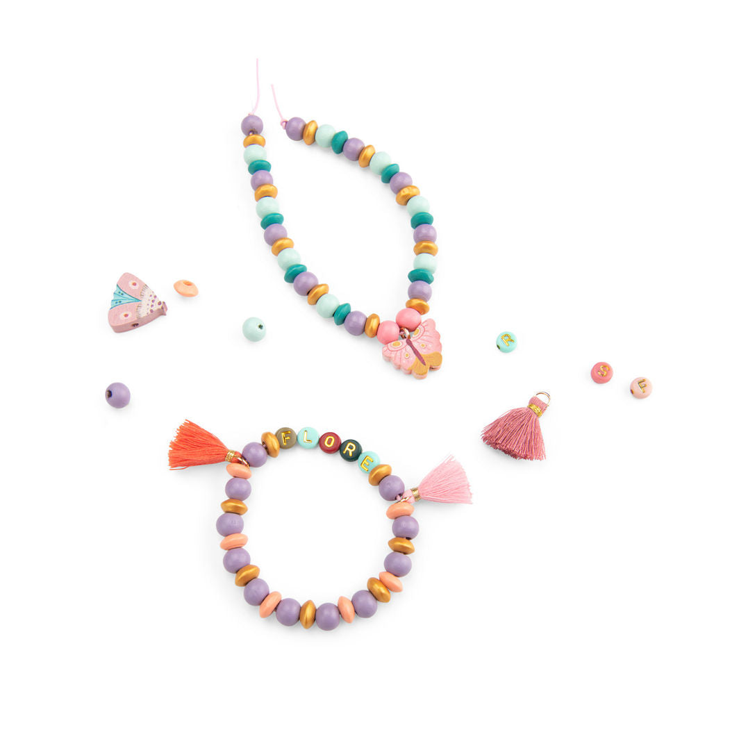 Moulin Roty Jewelry Set with Wooden Beads in Suitcase - Les Rosalies