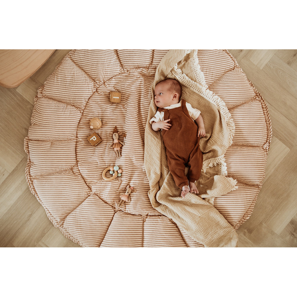 Play&Go Bloom, 3-in-1 Baby Blanket, Organic - Stripes Brown