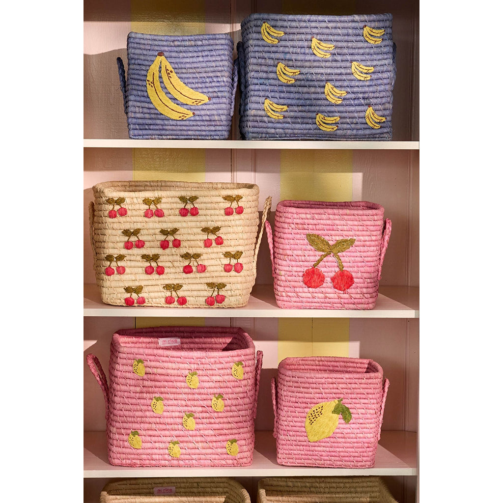 Rice kurv m banan motiv, Blue