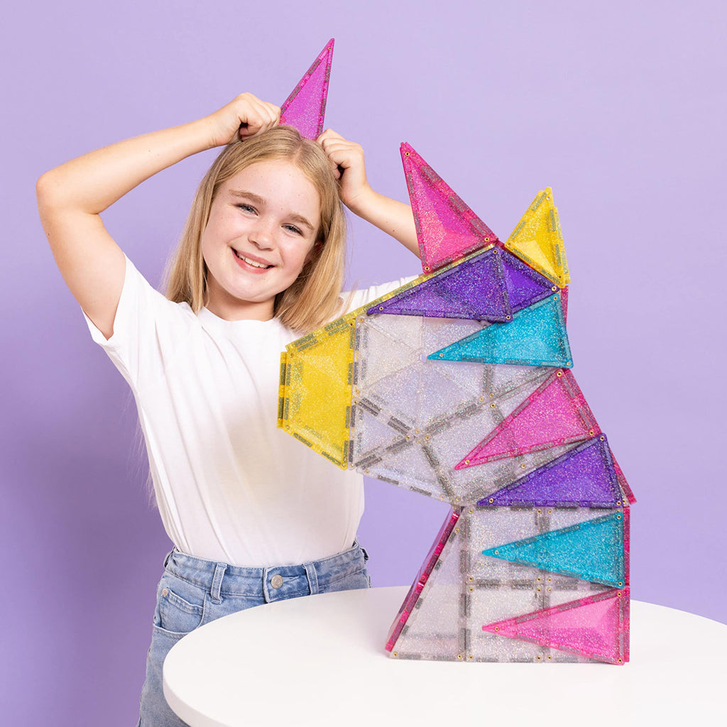 Connetix magnetisk byggesæt, Enhjørning glitter - 56 dele