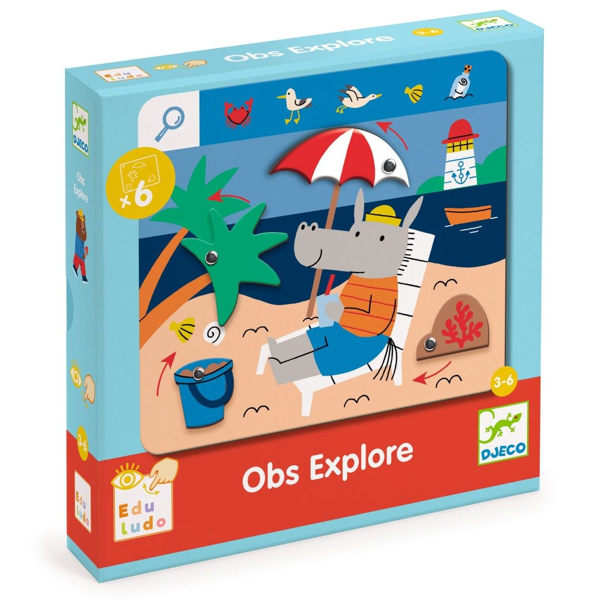 Djeco Observation Game, Obs Explore - Search and Spin, Around the World