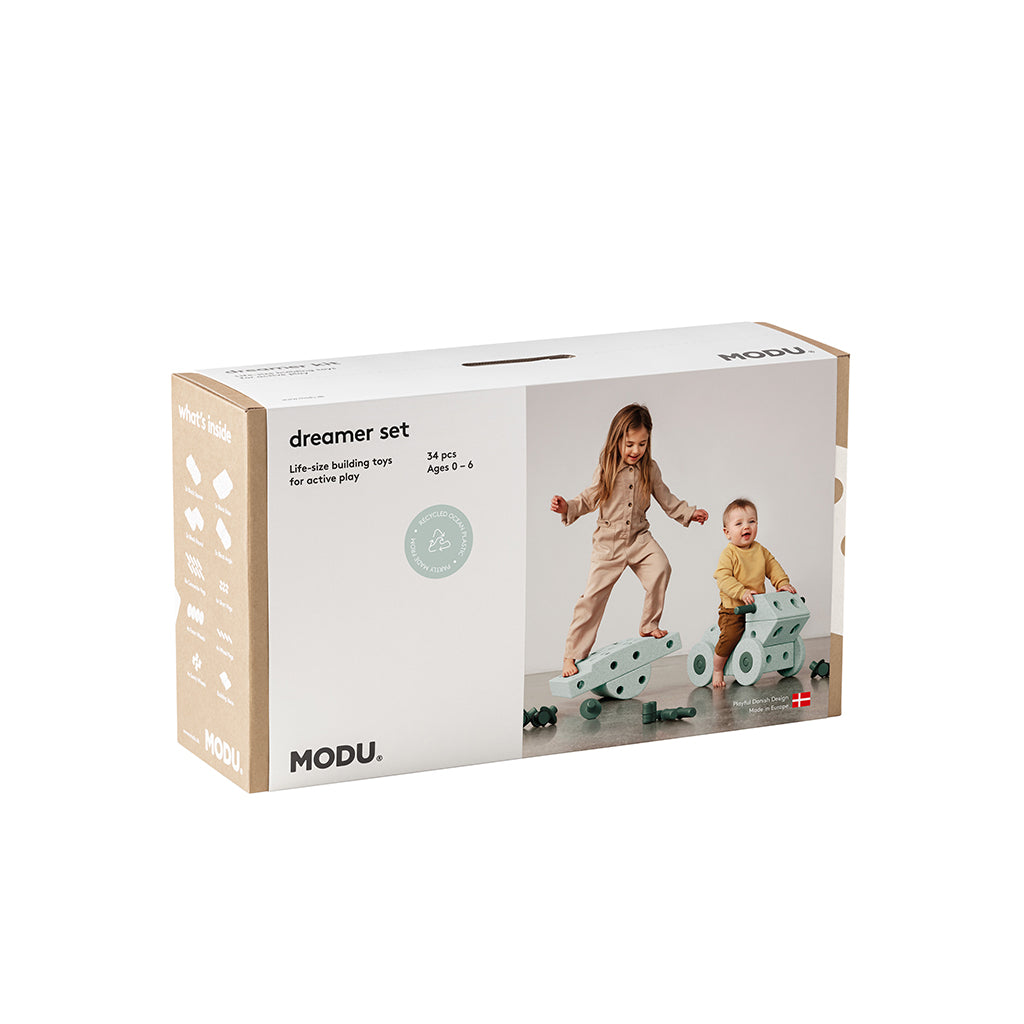 Modu byggelegetøj i skum, Dreamer sæt, 34 dele - Ocean mint/ Forest green