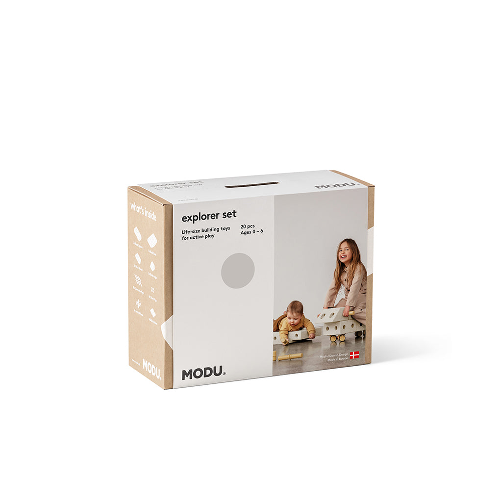 Modu Foam Construction Toy, Explorer Set, 20 Pieces – Sand Grey / Honey Yellow