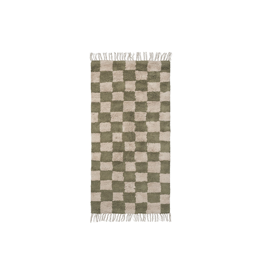ferm Living gulvtæppe, Mara washable Rug, Elm green/warm sand - 80 x 150 cm