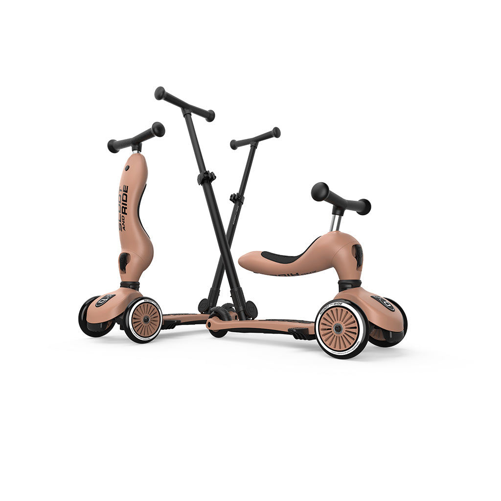 Scoot and Ride, Highway Kick 1, Push & Go scooter m skubbestang - Mocha