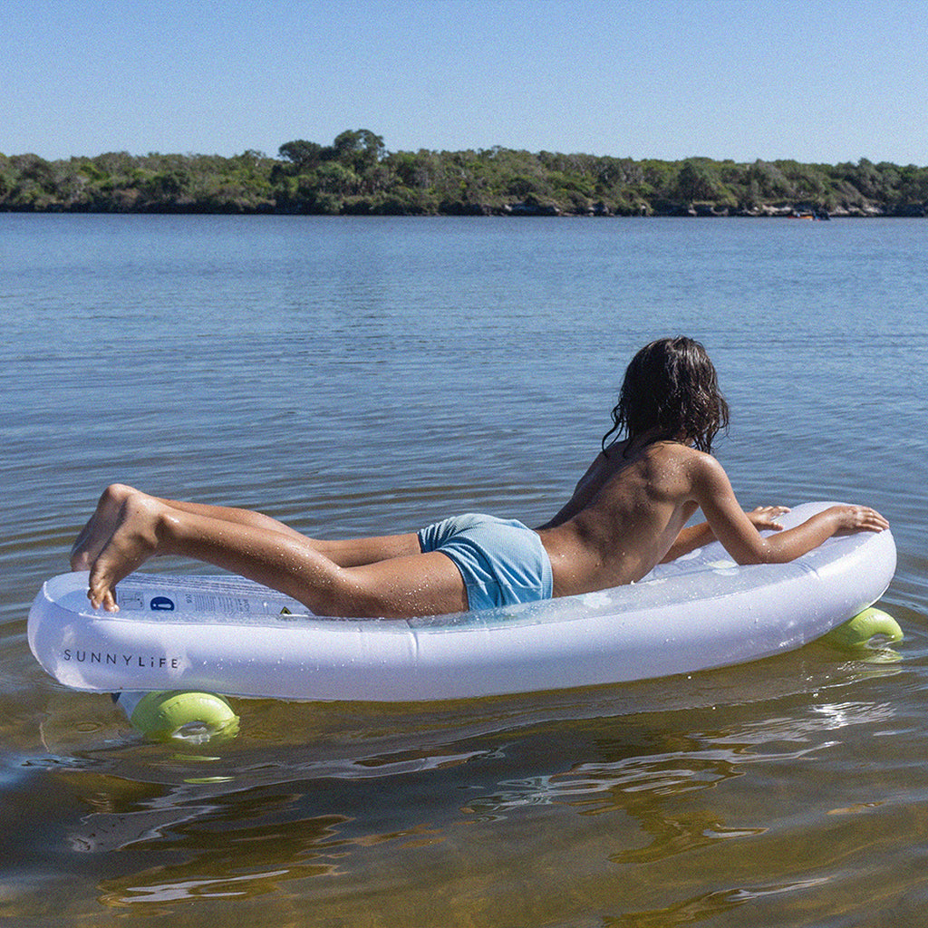 Sunnylife Inflatable Mattress, Skateboard - Blue/Lime - Ages 6 and Up