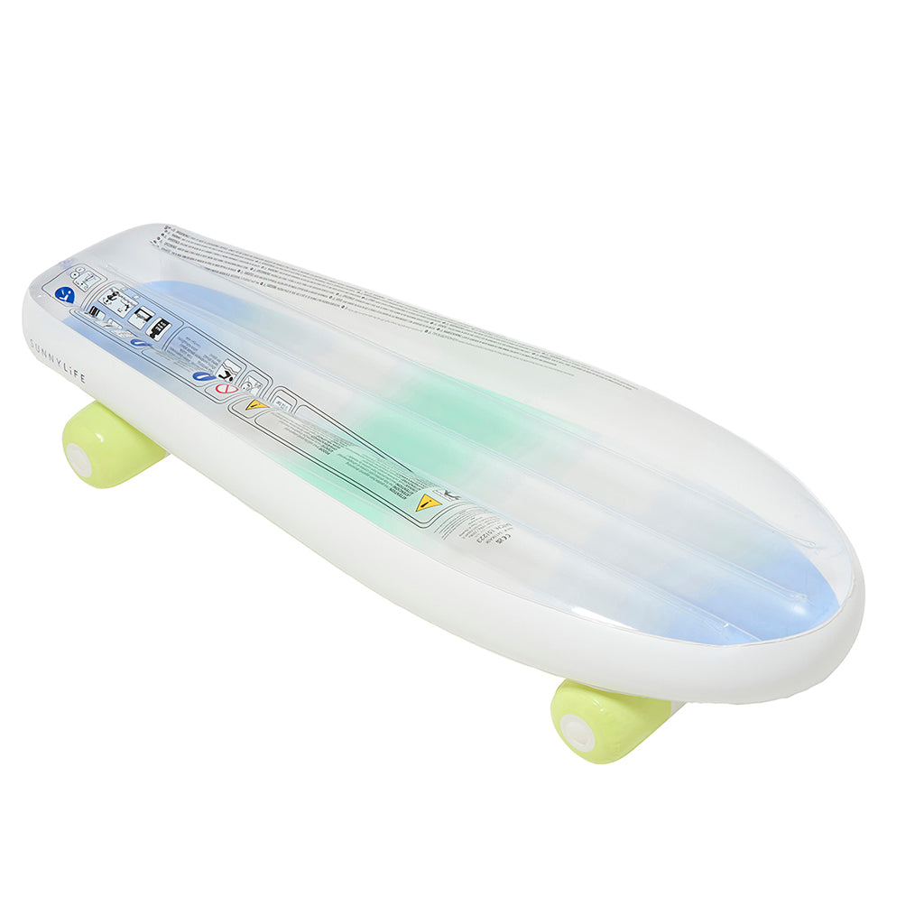 Sunnylife luftmadras skateboard blå lime til børn fra 6 år