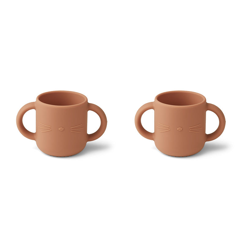 Liewood Gene drikkekop i silikone, 2-pk - Cat tuscany rose