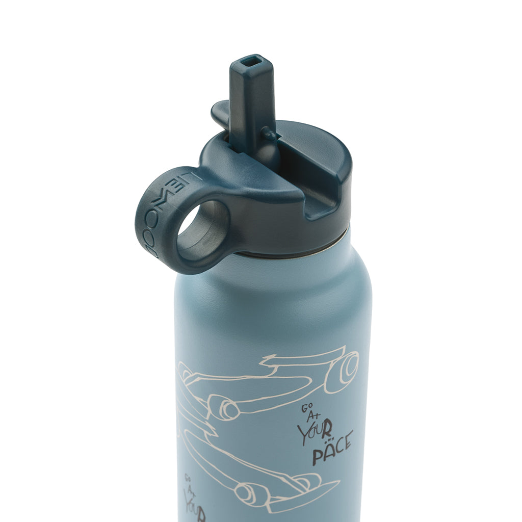 Liewood Falk Water Bottle, Thermo Flask 350 ml. - Race Cars / Beach Blue