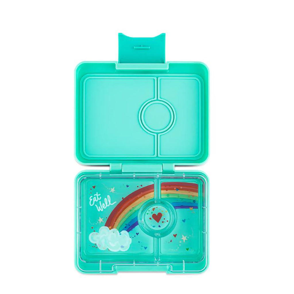 Yumbox madkasse m. 3 rum, Snack - Miami Aqua / Rainbow motiv