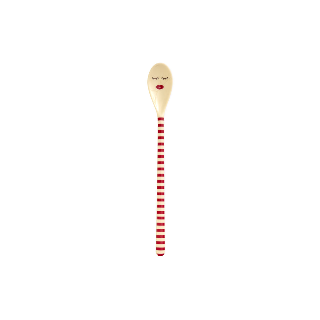 Rice Melamine Latte Spoon, Set of 3 - Pink and Red Stripes