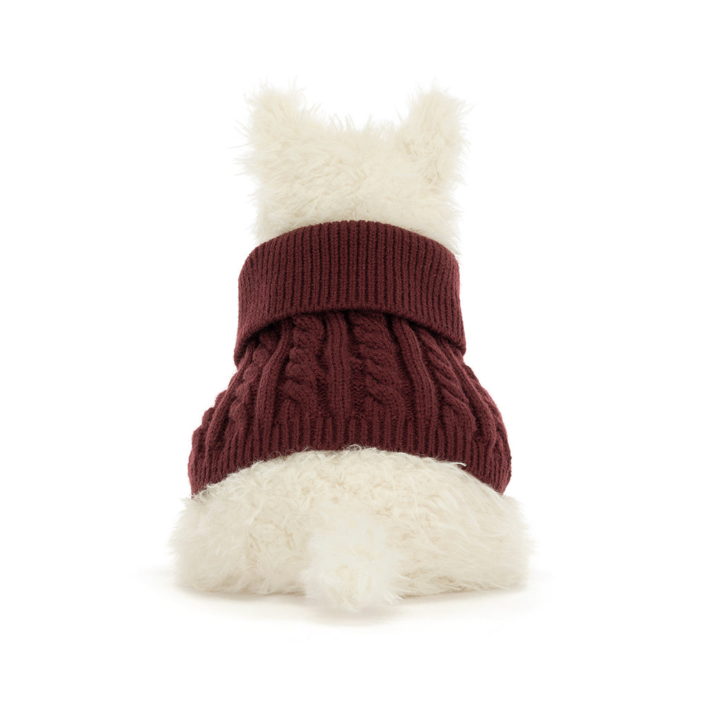 Jellycat Plush Toy, Munro Scottie Dog in Winter Sweater - 25 cm