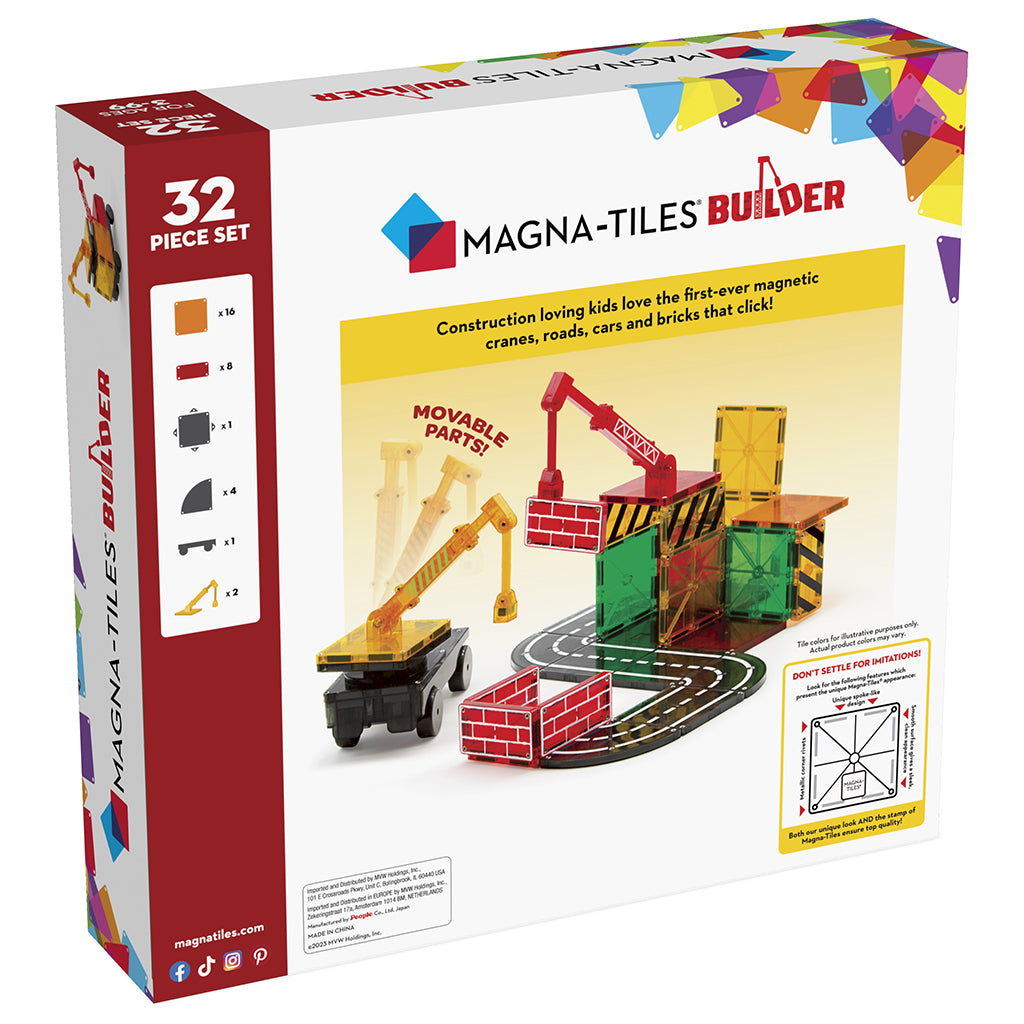 Magna-Tiles Builder, Magnetic Building Set with 32 Pieces