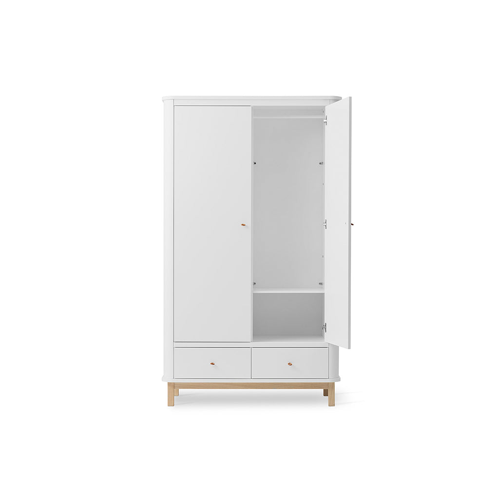 Oliver Furniture Wood Wardrobe with 2 Doors, White/Oak – 204 cm High