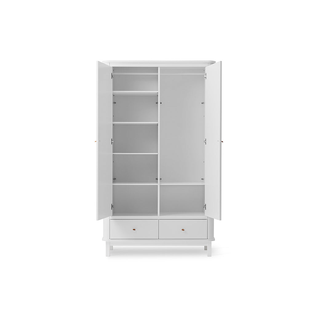 Oliver Furniture Wooden Wardrobe with 2 Doors, White - Height 204 cm