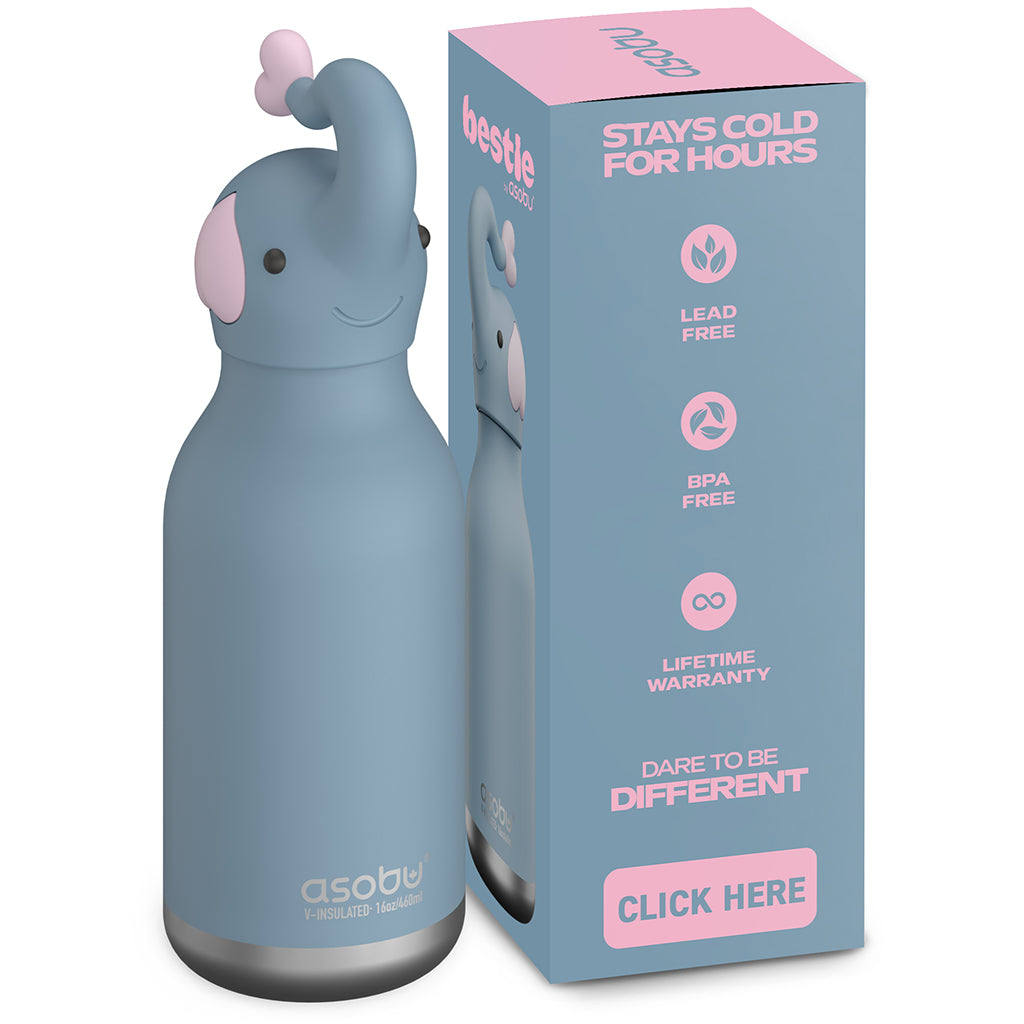 Asobu Bestie Animal Thermo Water Bottle, 460 ml - Elephant