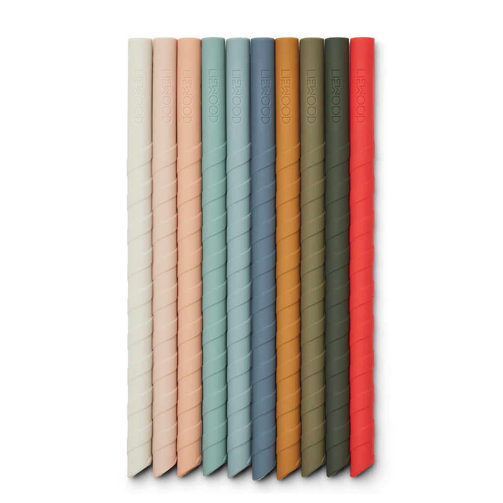 Liewood Timoti sugerør i silikone, 10-pk - Multi mix