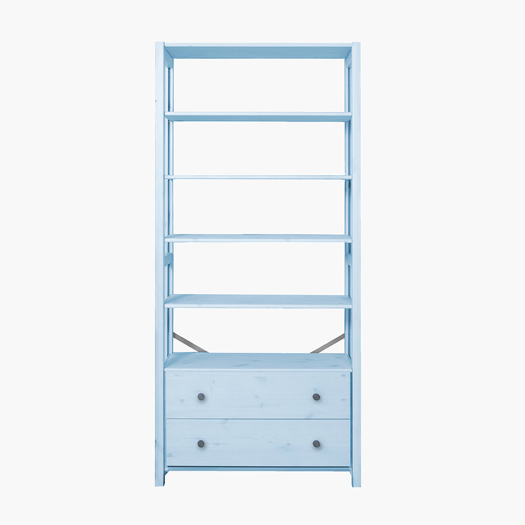 By Aulum Vangså ladder shelf with storage, H: 179 x W: 83 cm - Himalayan Blue