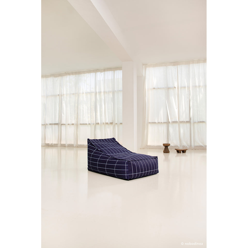 Nobodinoz Vibes Long Bean Bag Chair, Adult - Navy Blue Grid