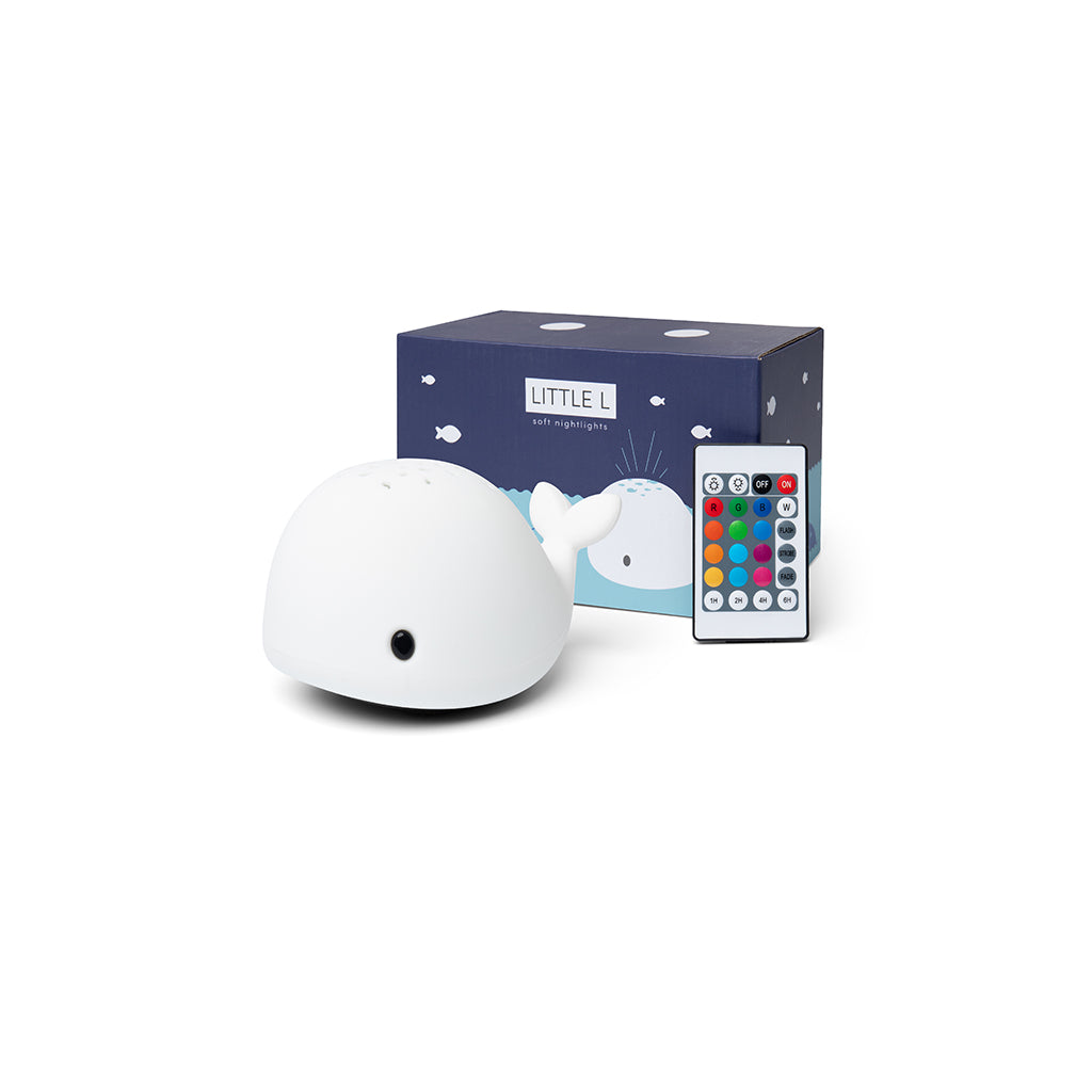 Little L. LED Night Lamp/Projector with Remote Control and 7 Light Settings - Wilda Whale