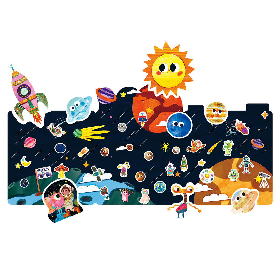 mierEdu - Jelly Stickers, 38 Pieces – Reusable – Astronaut