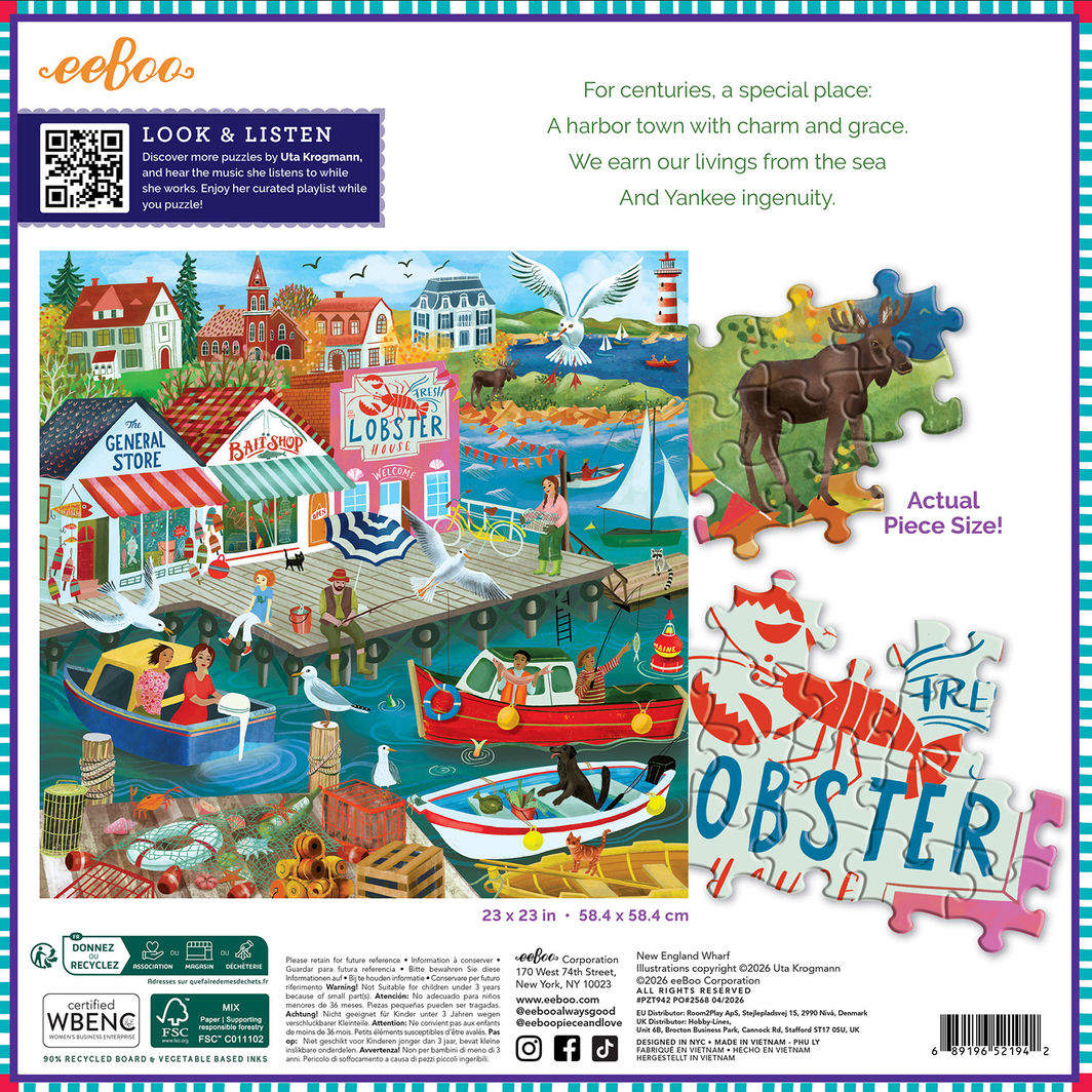 eeBoo 1000-Piece Jigsaw Puzzle, New England Wharf