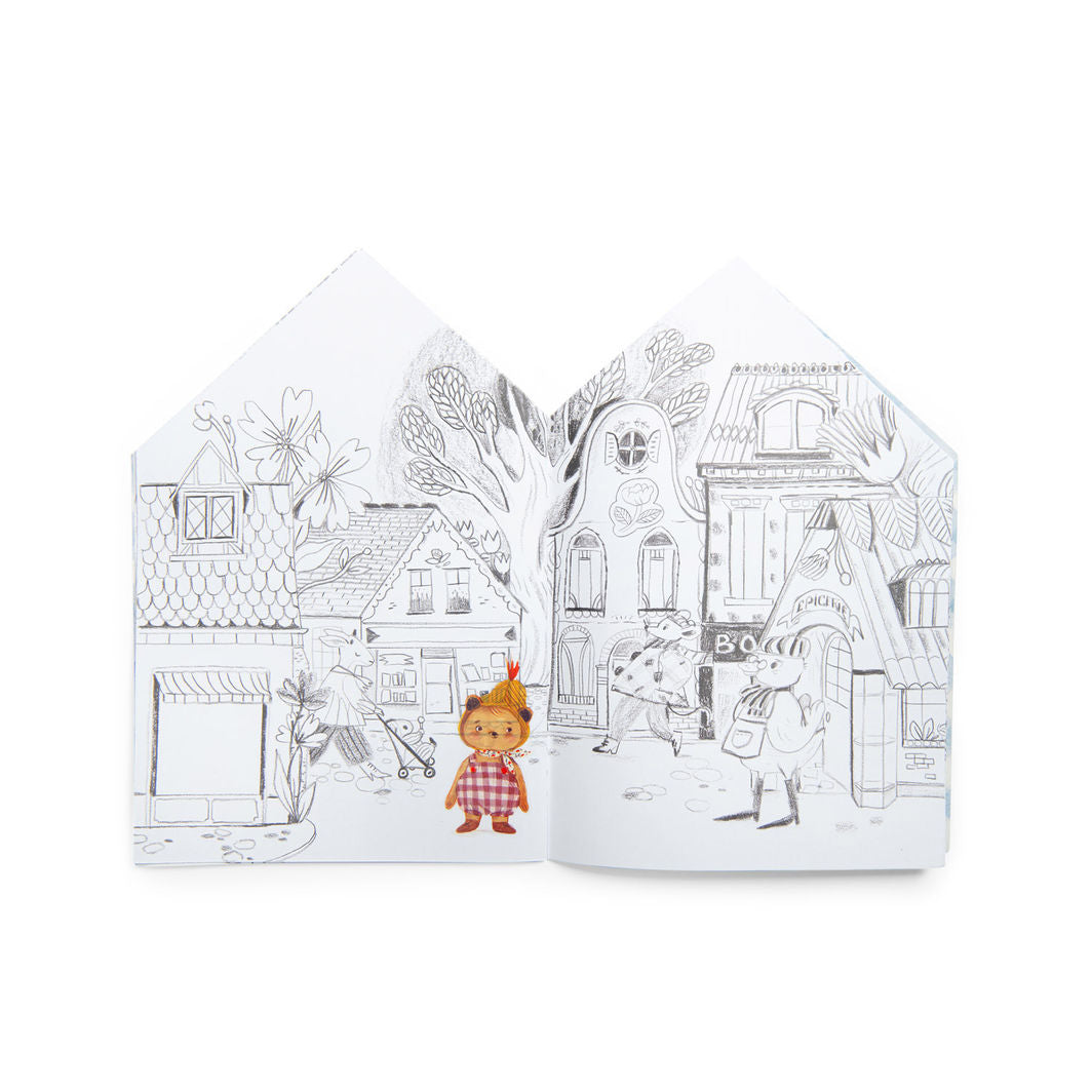 Moulin Roty Coloring Book with 150 Stickers, Les Minouchkas