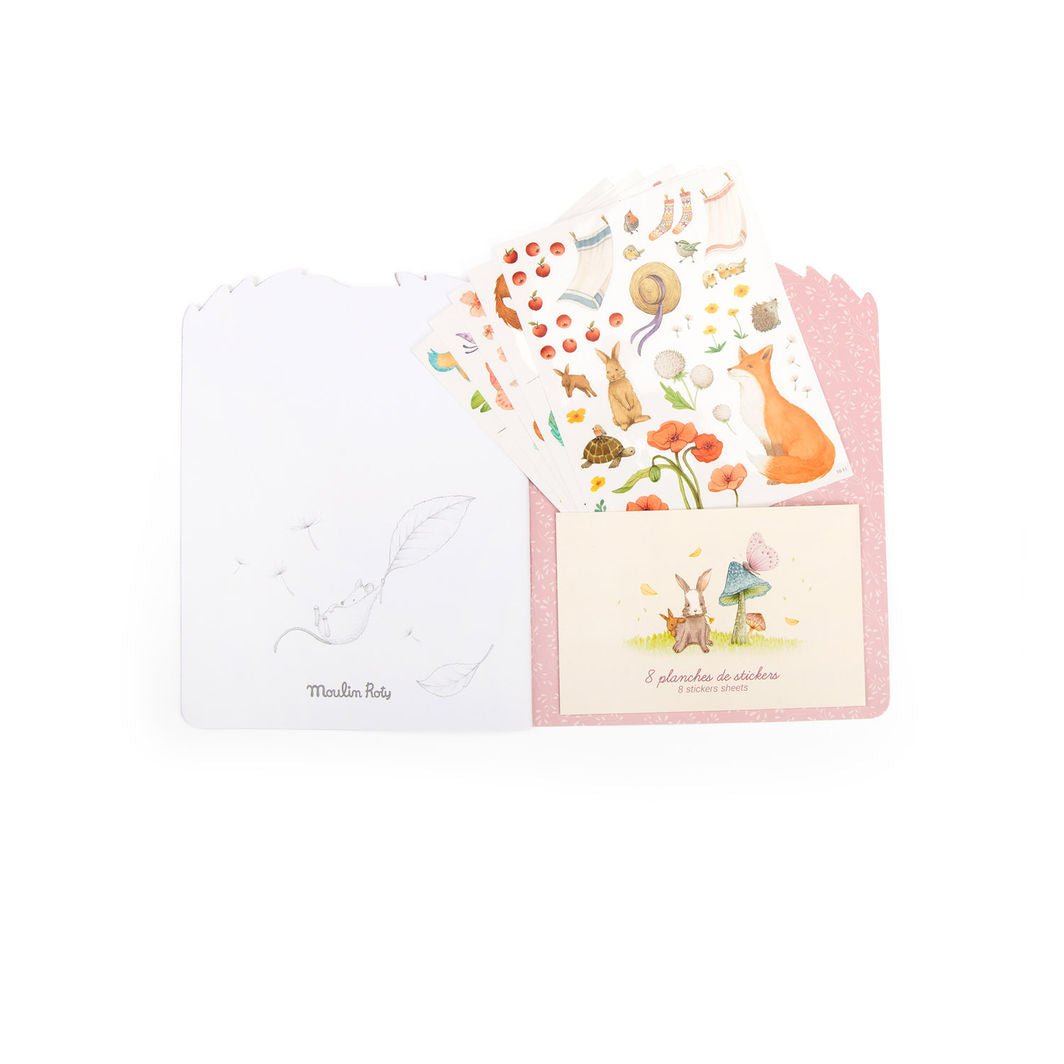 Moulin Roty Coloring Book with 230 Stickers, Les Rosalies