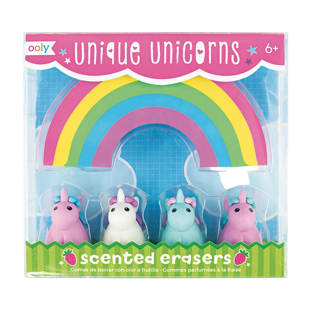Ooly Viskelæder med duft, 5 stk - Unique Unicorns Strawberry