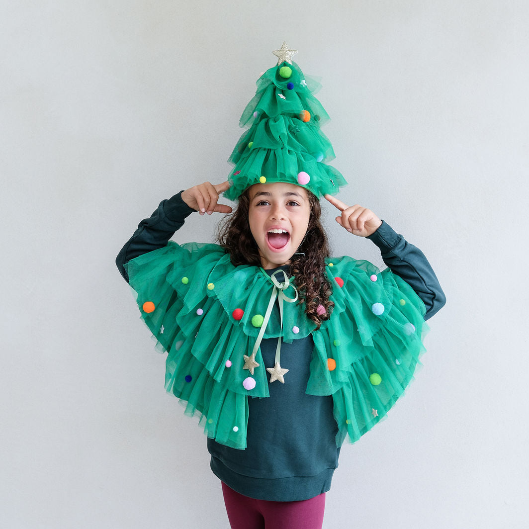 Mimi & Lula Cape, Green Christmas Tree