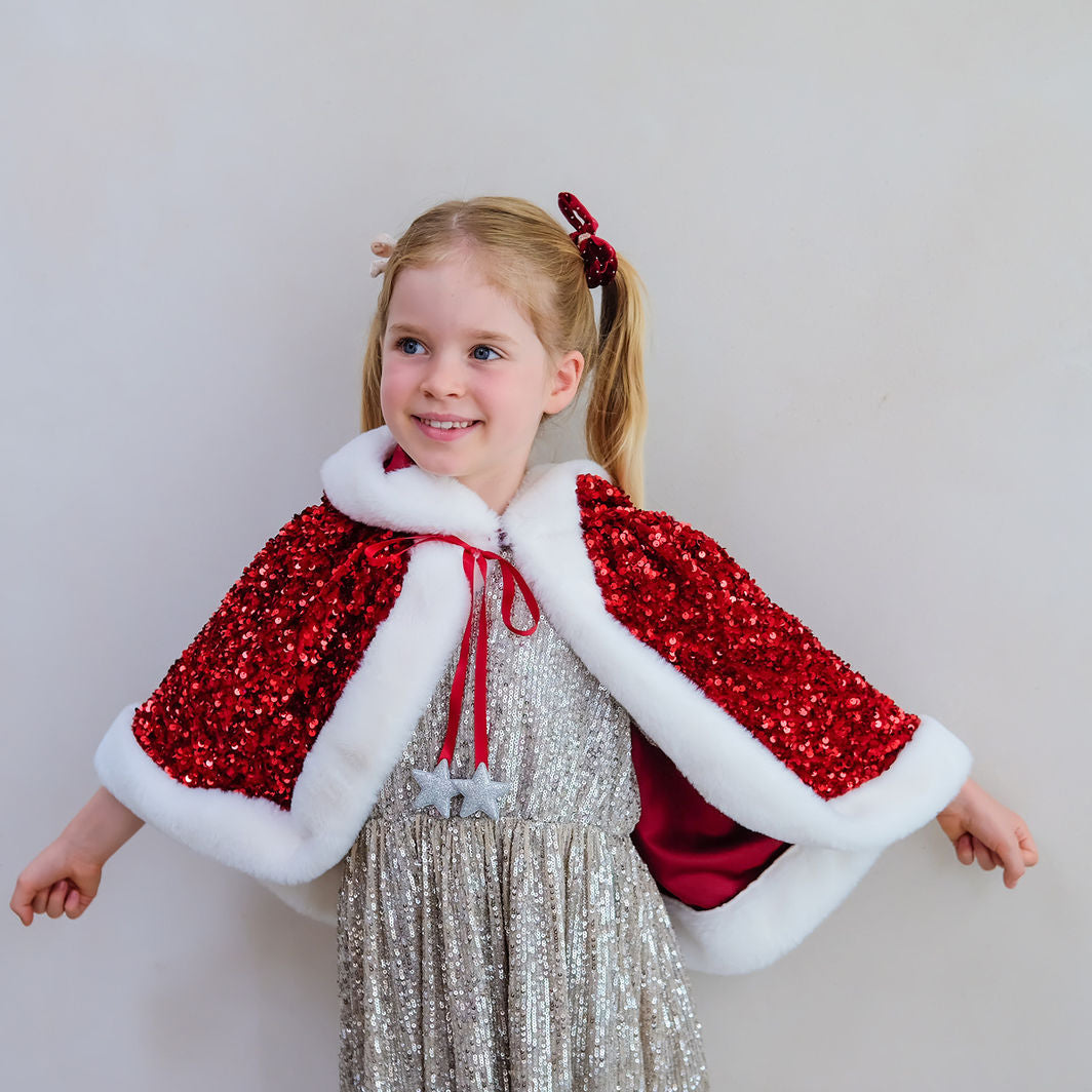 Mimi & Lula Christmas Cape - Mrs Claus Sequin Christmas