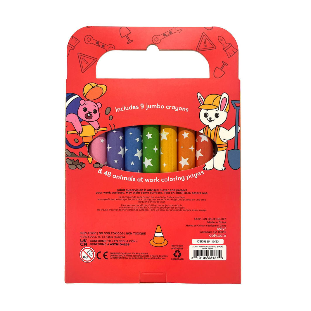 Ooly Crayons and Coloring Book - Work Zone - Carry Along