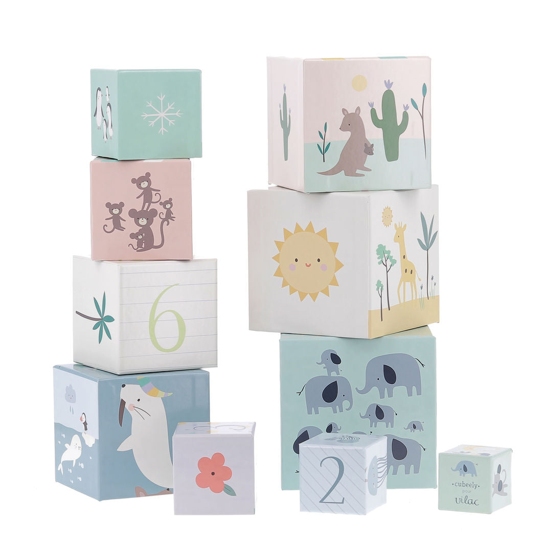 Vilac Stacking Blocks, Animals of the World