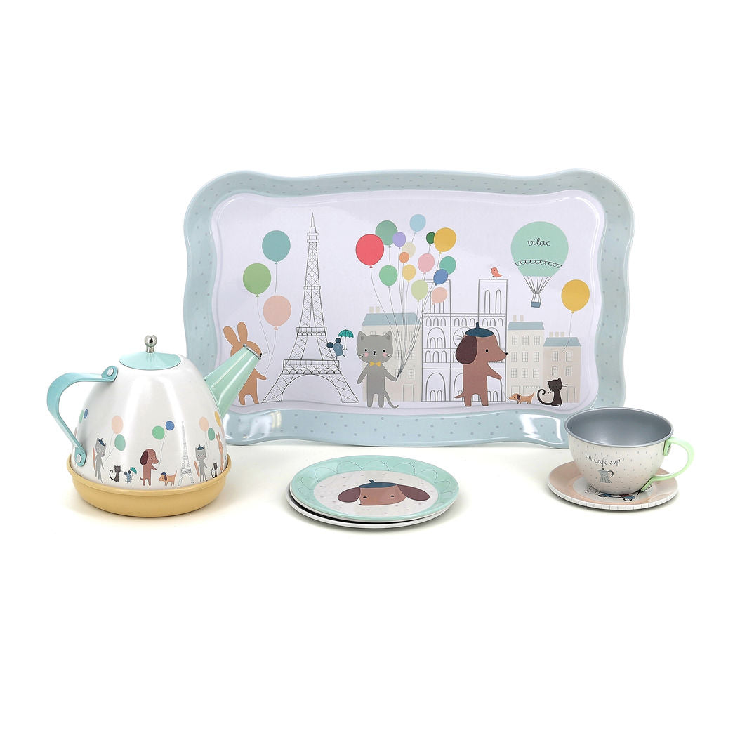 Vilac Musical Tea Set in Metal with Suitcase, Paris