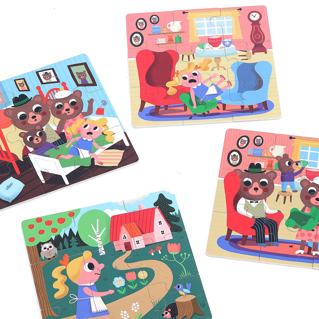 Vilac Wooden Puzzle 4x9 Pieces, Goldilocks by Ingela P. Arrhenius