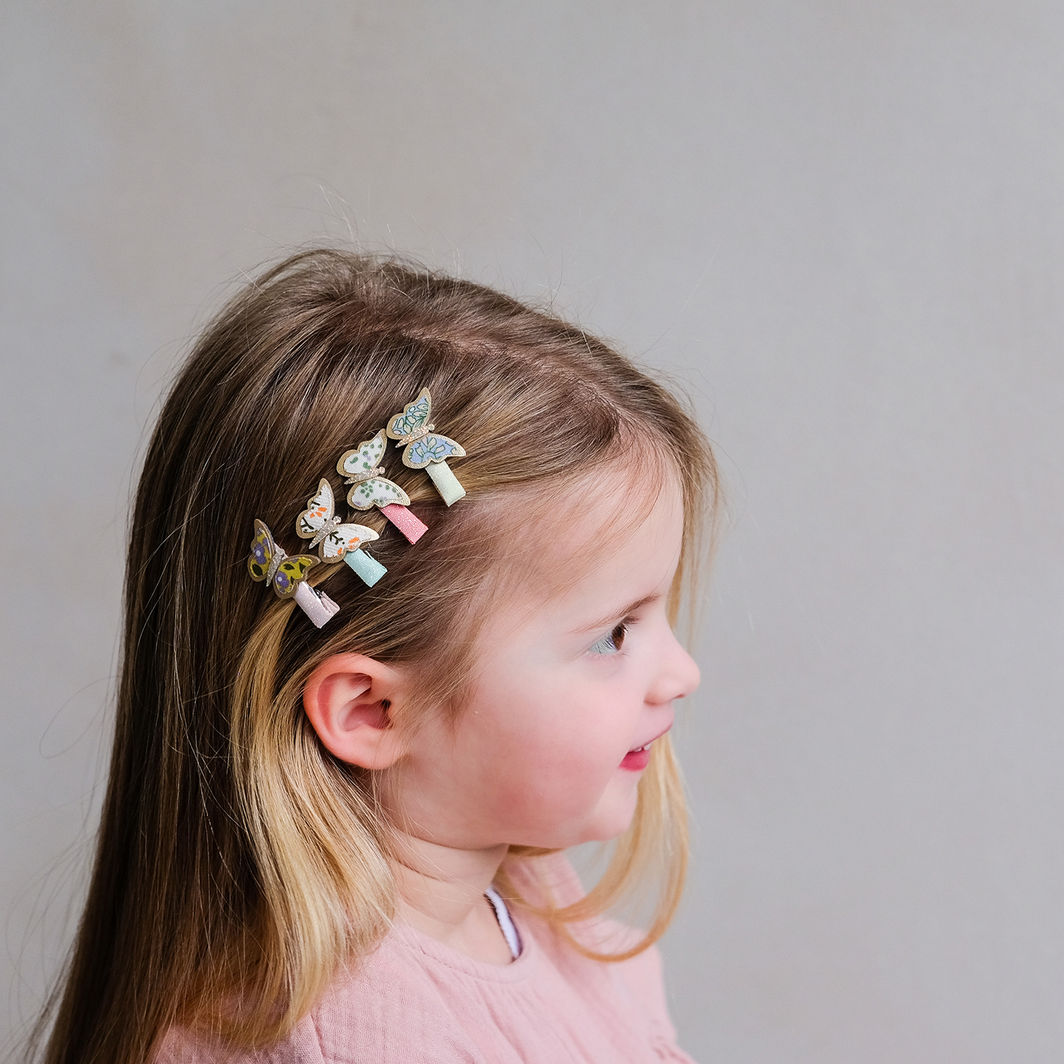 Mimi & Lula 8 Hair Clips, Mini Floral Butterfly Spring on the Farm