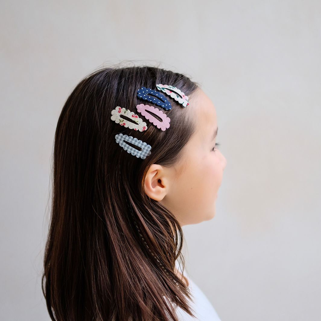 Mimi & Lula 5 Hair Clips, Mini Scalloped Edge Mon Cheri
