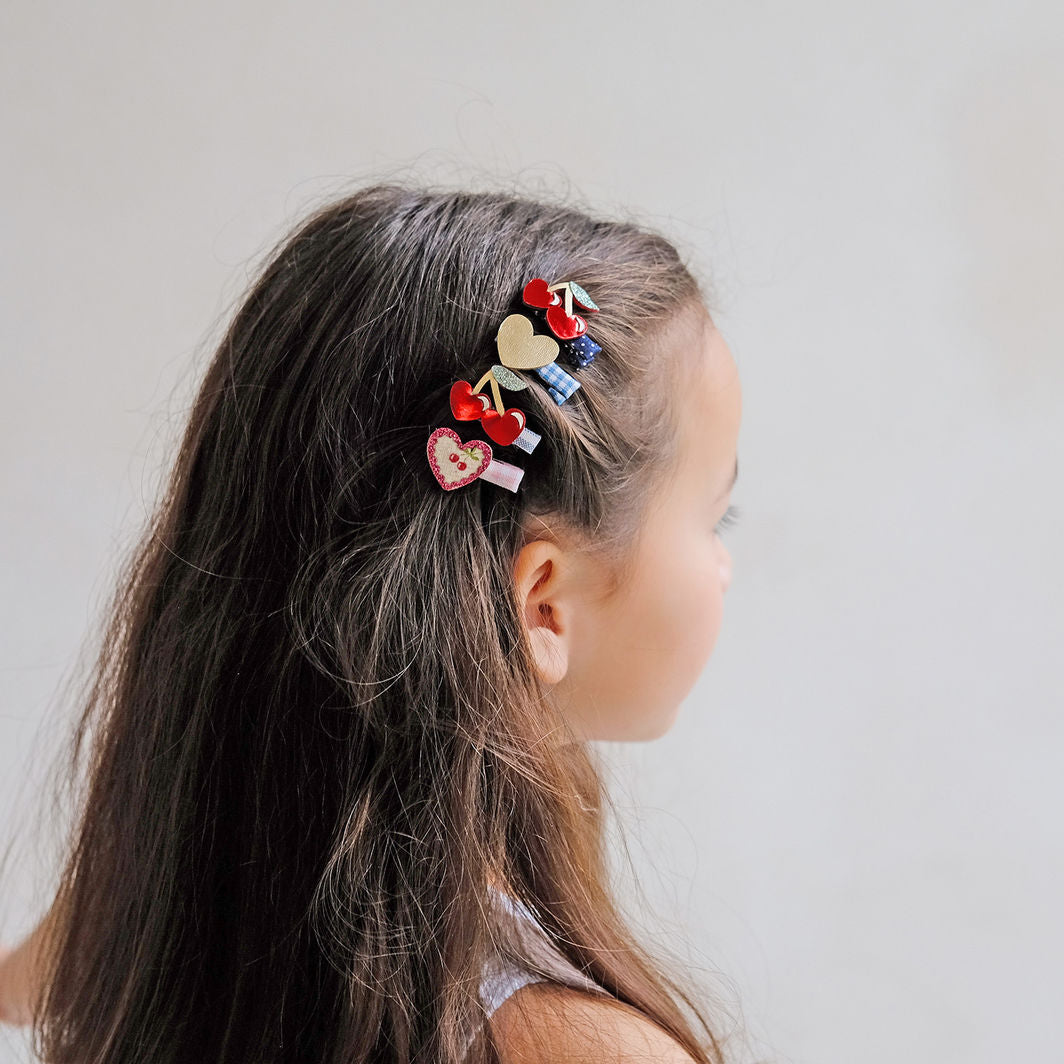Mimi & Lula 8 Hair Clips, Mini Red Cherries Mon Cheri