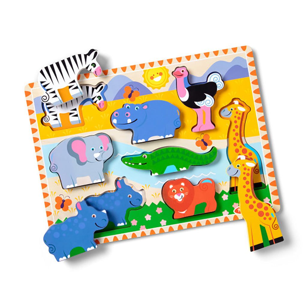 Melissa & Doug Puslespil i træ med store brikker, Safari - 8 brikker