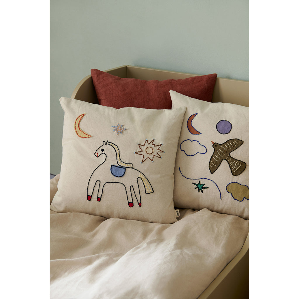 ferm Living Pillow, Embroidered, Naive - Horse