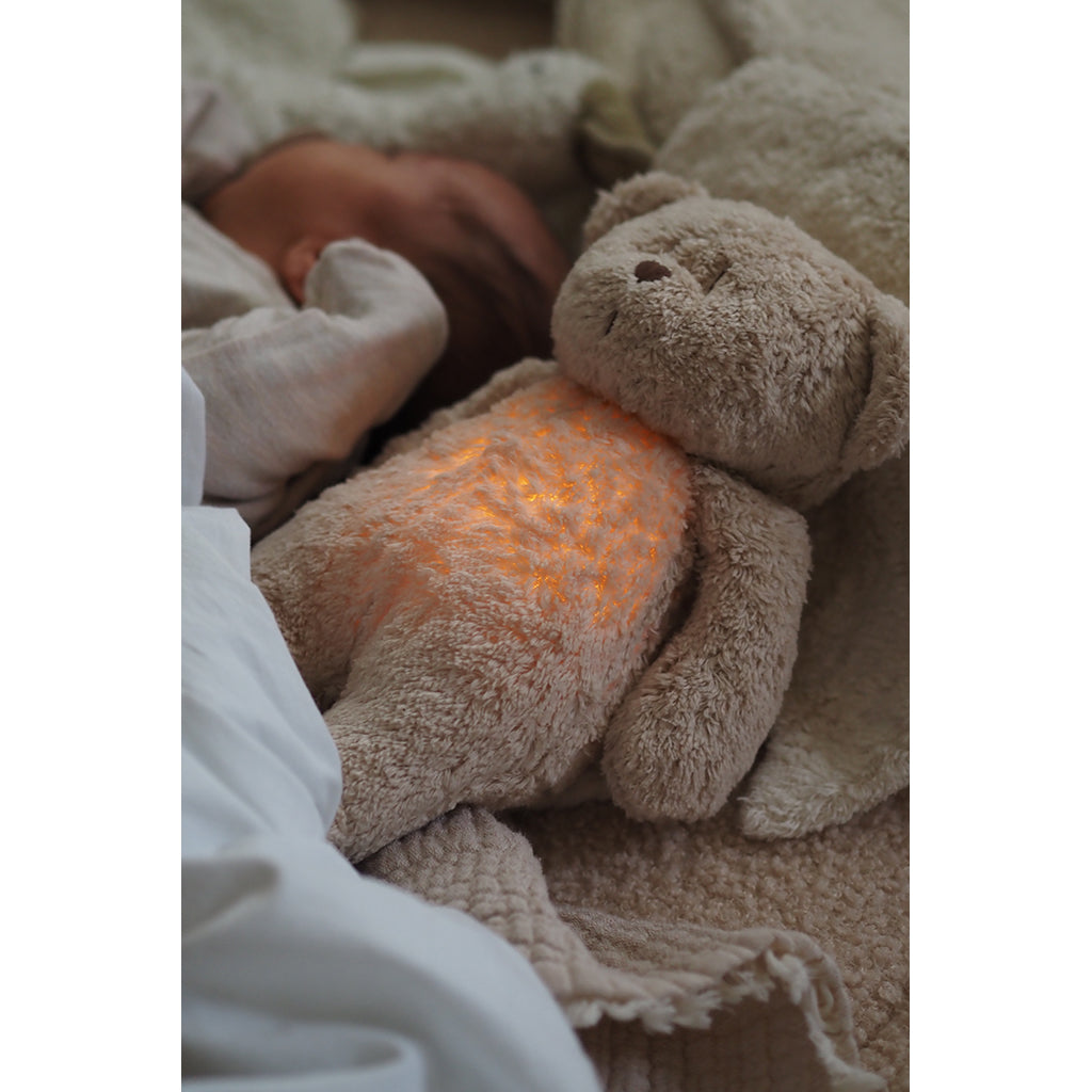 Moonie 2.0, Organic Humming Bear with Pink Noise and Lamp - Cappuccino