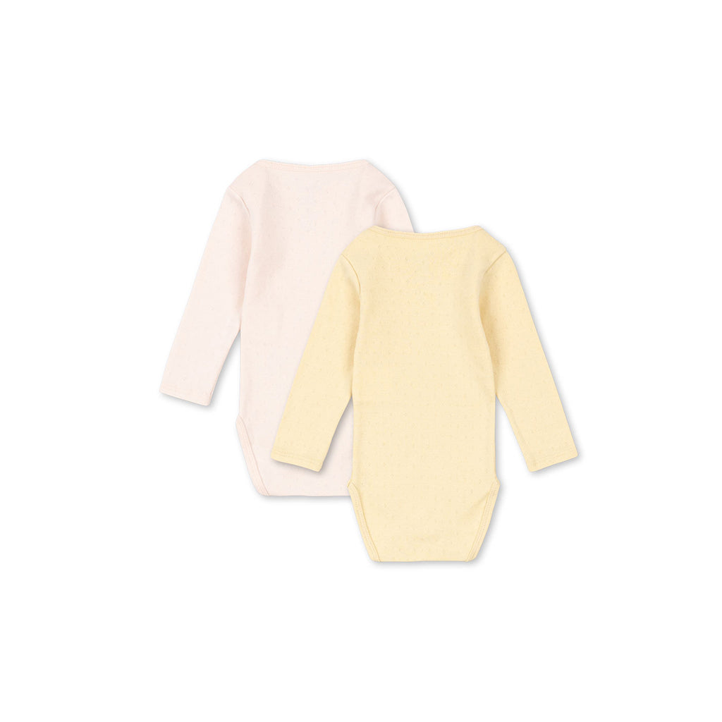 Fanga Fontana Perla Long-Sleeve Bodysuits, 2-Pack - Banana Crepe/Creole Pink