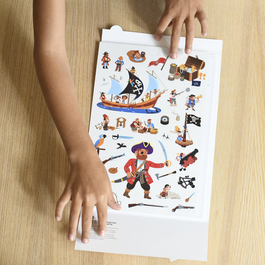 Poppik Paper Sticker Mosaic, Mini Poster and 30 Stickers – Pirate
