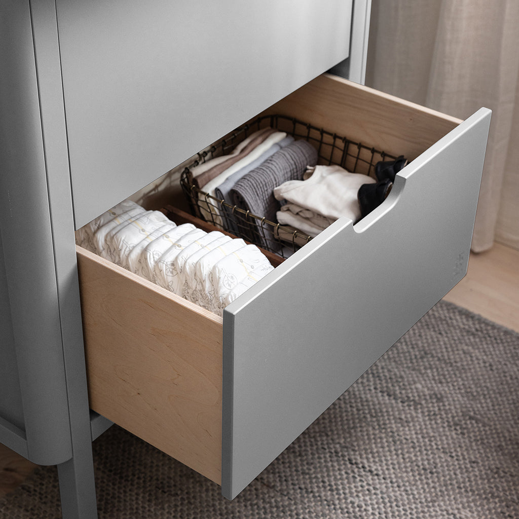 Sebra Wooden Changing Table, 2-in-1 Design with Drawers – Stone