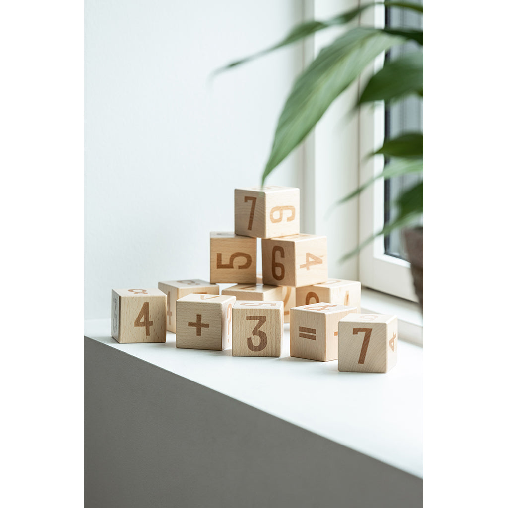 Sebra Wooden Building Blocks, 12 pcs. - Number Blocks