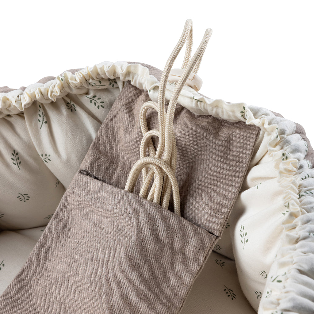 Sebra 3-in-1 Baby Nest, Baby Lift, and Play Mat, Sophora Leaves - Beige