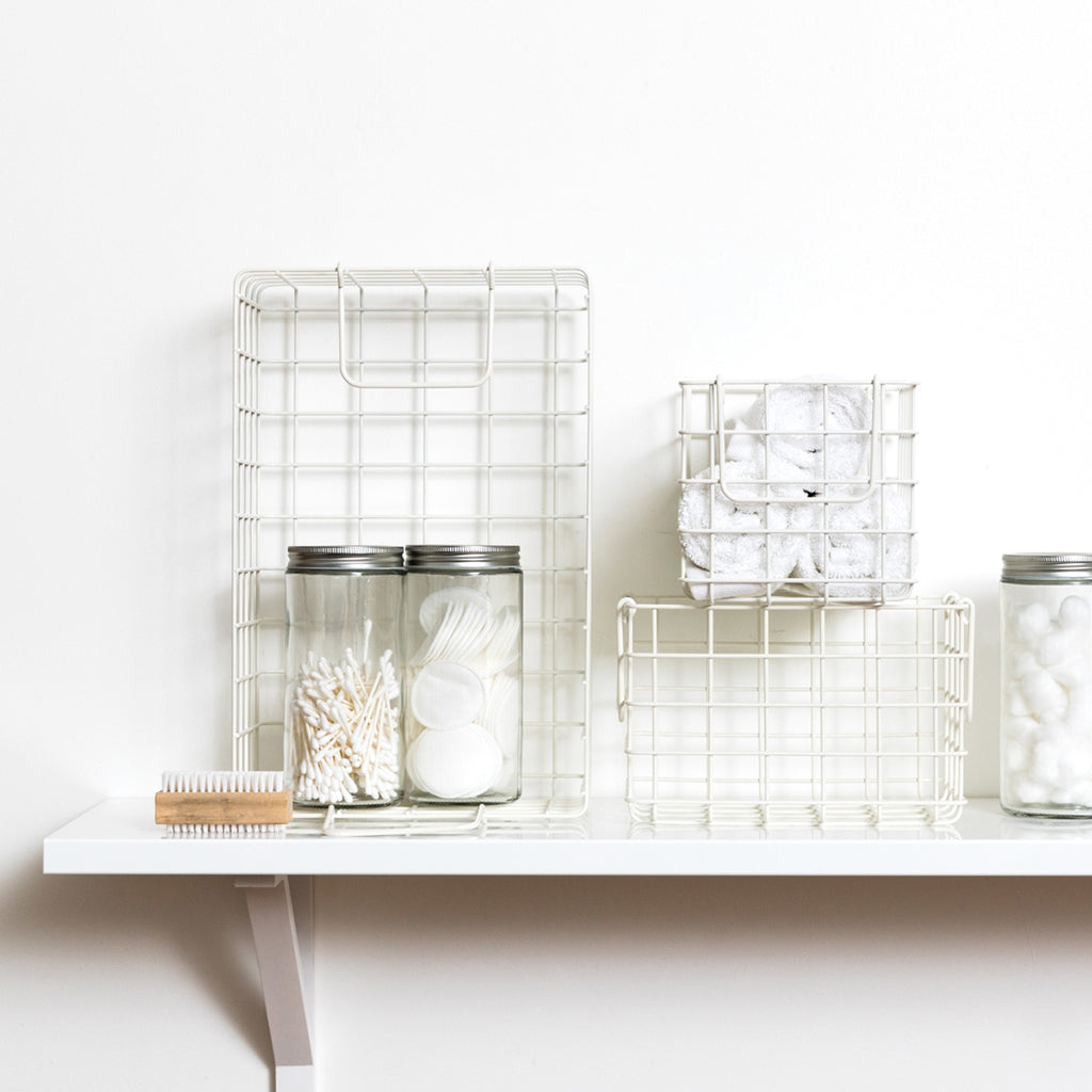 Mustard Made Baskets, Set of 3 Wire Baskets - Chalk