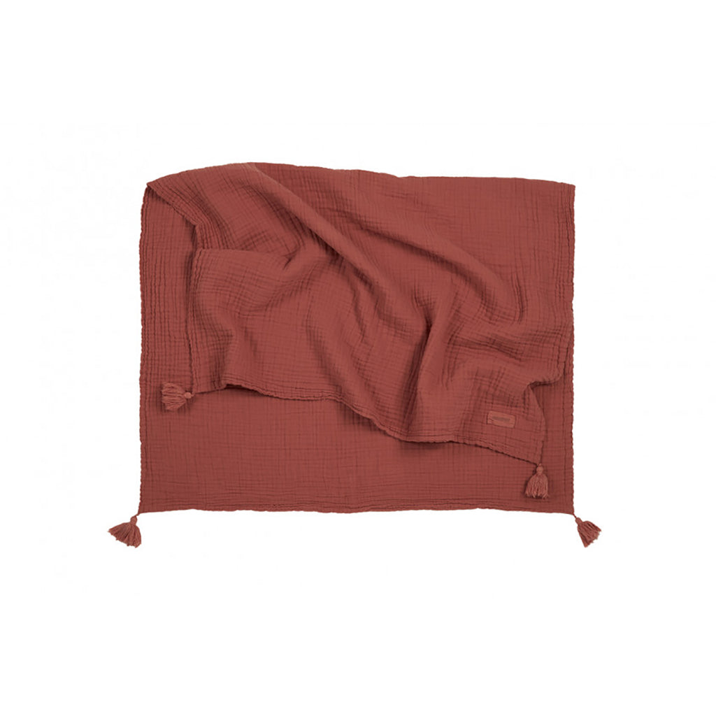 Nobodinoz Baby Blanket, Wabi Sabi Double Muslin, 65 x 100 cm - Rosewood