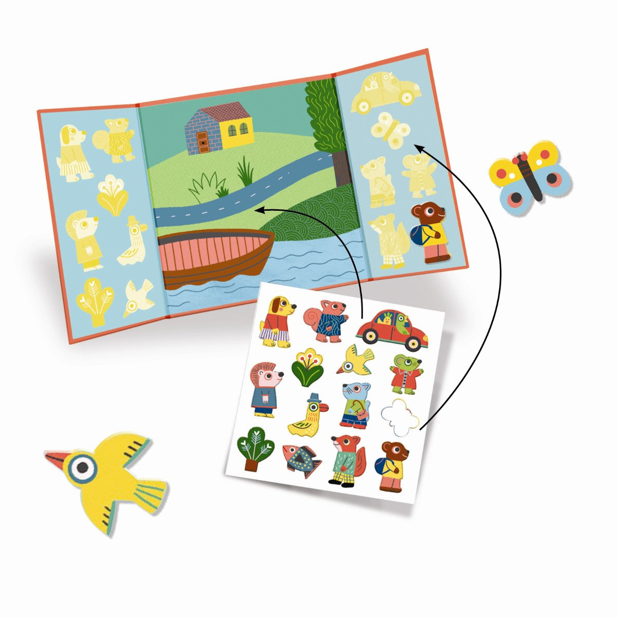 Djeco genanvendelige stickers, Dyr